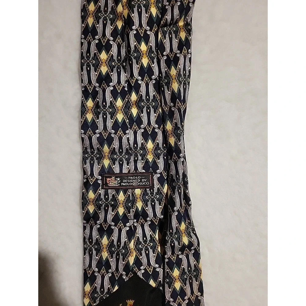 🇮🇹 Paolo Gucci Silk Tie Vintage‎ Made In Italy Elegant Print 